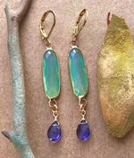 Chalcedony Tanzanite Quartz gold plated Sundance charm earrings Artisan Jewelry