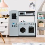 Blackboard Design Kids Kitchen Wooden Chef Pretend Cooking Playset