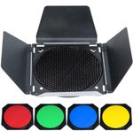 GODOX BD-04 Barn Door, Honeycomb Grid and Colour Gel Filter Set for 7" Reflector