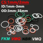O-Rings 1-2mm Cross Section Seals O Rings Metric ID 1-33mm OD 3-35mm VMQ/FKM/NBR