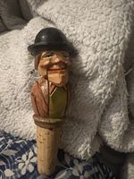 Vintage Hand Carved Wooden Bottle Stopper From Italy