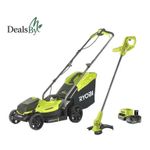 USED 18V ONE Cordless Lawnmower and Grass Trimmer Twin Kit