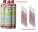 6x Fischer Injection Mortar Fis P 380 C Polyester Resin & Nozzles 380ml Tubes