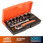 Bahco 25 Piece 1/4" Hex Sockets + Mini 1/4" Ratchet & Screwdriver Bit Set - SL25