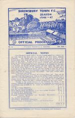 SHREWSBURY TOWN v Scunthorpe United (Midland League) 1946/1947 Pre League Shrews