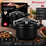 Rosenberg Professionals 8L Aluminium Non-Stick Pressure Cooker – Marble Coating