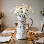 Vintage Shabby Chic Flower Vase Tin Pitcher Jug Metal Wedding Home Garden Decor
