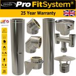 Stove Flue Twin WalI Insulated Kit 6 inch For Stoves - Stainless Steel 150mm