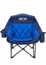 Overmont Oversized Folding Camping Chair Blue with Insulated Cooler & Cup Holder