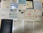 Postal history, receipts + bills. Hand cancels. Random collection. J/158