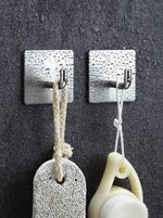 3Pcs Stainless Steel Silver Towel Hook Hook Self Adhesive Kitchen Towel Rail