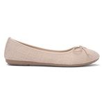 Lilley Womens Shoes Beige Adults Ladies Ballerina Bow Slip On Gripped SIZE