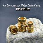 Air Compressor Male Threaded Water Drain Valve Brass Tone PT 1/2'' 3/8'' 1/4'