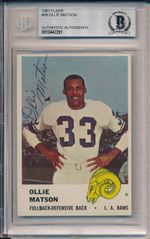 Ollie Matson Rams Signed Auto 1960 Fleer Card #99 ~ Beckett BAS Auth Slab