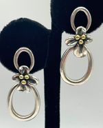 Ann King Sterling Silver 18K Accent Flower Floral Dangle Earrings