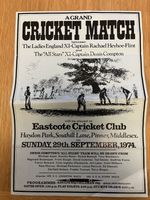 Vintage Poster Cricket Match - Ladies England X1 v All Stars X1 At Eastcote CC