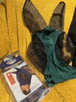 WeatherBeeta Deluxe Horse Stretch Bug Eye Saver with Ears Fly Mask - green cob