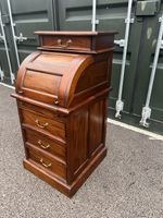 Genuine Roll Top Desk Solid  Mahogany Wood      Chest 3 Drawers Bureau 