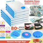 Travel Vacuum Suction Bag Save Space Shrinks Bedding Clothes Storage 4 Sizes UK