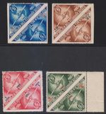 ECUADOR 1936 COLUMBUS UNISSUED AIRPOST 5c, 10c, 1S & 5S TETE-BECHE PAIRS MNH