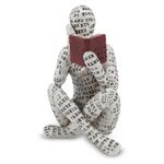Cyrank Resin Abstract Thinker Sculpture, Reading Woman Figurine Bookworm Grey 