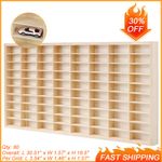 80 Grids Wall Mounted Wood Display Case 1:64 Toy Car Model Storage Collection UK