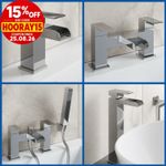 Waterfall Bathroom Taps Chrome Basin Mixer Bath Filler Shower Deck Tap Sets