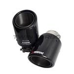 2 X STAINLESS SILVER & BLACK CARBON FIBRE AKRAPOVIC EXHAUST TIPS 4” ROLLED EDGE