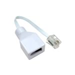 BT Socket to RJ11 Plug 4 Pin Telephone Phone Cable Adaptor Converter White.