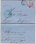 1869 QV FINE 6d VIOLET STAMP PLATE8 WING MARGIN ON LONDON LETTER TO PRUSSIA