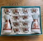 Kutani Ware Sake Set Tokkuri 2 Ochoko 10