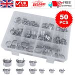 50X Mini Hose Clip Stainless Clamp Fuel Line Petrol Pipe Clamps Clips Set 9-18mm