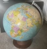 Rath World Political Globe Large 1982 Paper Wood And Metal Great Con 46cm Tall