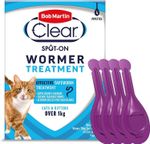 Bob Martin Spot On Dewormer Wormer For Cats & Kittens 4 Tube Pack