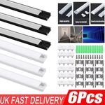 6Pack LED Aluminium Channel Profile 3.3ft Extrusion Diffuser Strip Lights Cover