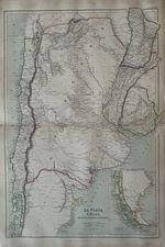 1872 La Plata & Chile Hand Coloured Original Antique Map By W.G. Blackie