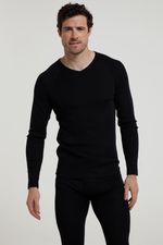 Mountain Warehouse Men's Base Layer Top Comfort V-Neck Long Sleeve Merino Tee