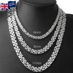 Stainless Steel Flat Byzantine Chain Necklace 6-11mm Men's Fashion Jewelry Gift