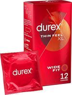 Durex Thin Feel XL Extra Large Lubricated, Latex Condoms (1 x Pack of 12)