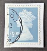 Security Machin £5.00 stamp used fine collectable arts crafts 2009 grey blue