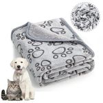 Pet Blanket Warm Rest Bed Mat Paw Print Dog Cat Puppy Fleece Soft Cushion