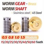 0.5/0.8/1/1.5 Module 20T to 60T Gear Copper Worm Wheel Gear & Worm Gear Shaft