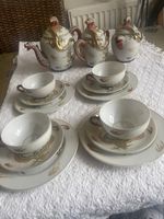 JAPANESE YAMASAN CHINA LITHOPANE DRAGON GEISHA THEME TEA SET HAND PAINTED.