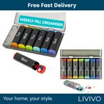 Fineway Weekly Pill Organiser 7 Day Morning Evening Black Travel Storage Case