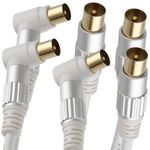 Pro HQ Metal RF TV Aerial Cables for TV Faceplate Straight/Right Angle Fly Lead