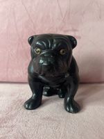 Vintage Black Bulldog With Glass Eyes