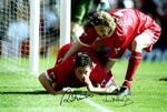 A3 A4 Framed Photo Signed Robbie Fowler & Steve McManaman Liverpool Aving A Line