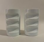 Pair of Hakusan Porcelain Mori Design Fancy Cup E 4.5" tall 2.75" diameter