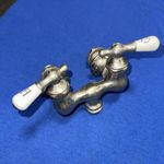 Antique Nickel Plated Brass Bathtub Faucet Hot Cold Handles Porcelain Reclaimed