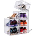 6pcs Shoe Box Storage Case Hard Plastic Boxes Transparent Stackable Shoe Display